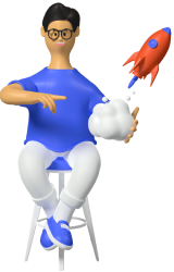 rocket flying from mans hand